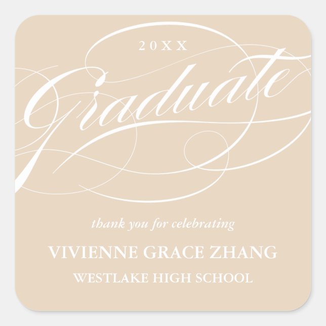 CUADRADA ELEGANTE GRADUADO DE SCRIPT GRACIAS PEGATINA (Anverso)