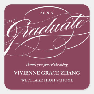 CUADRADA ELEGANTE GRADUADO DE SCRIPT GRACIAS PEGATINA