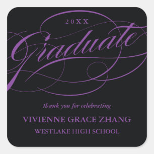 CUADRADA ELEGANTE GRADUADO DE SCRIPT GRACIAS PEGATINA