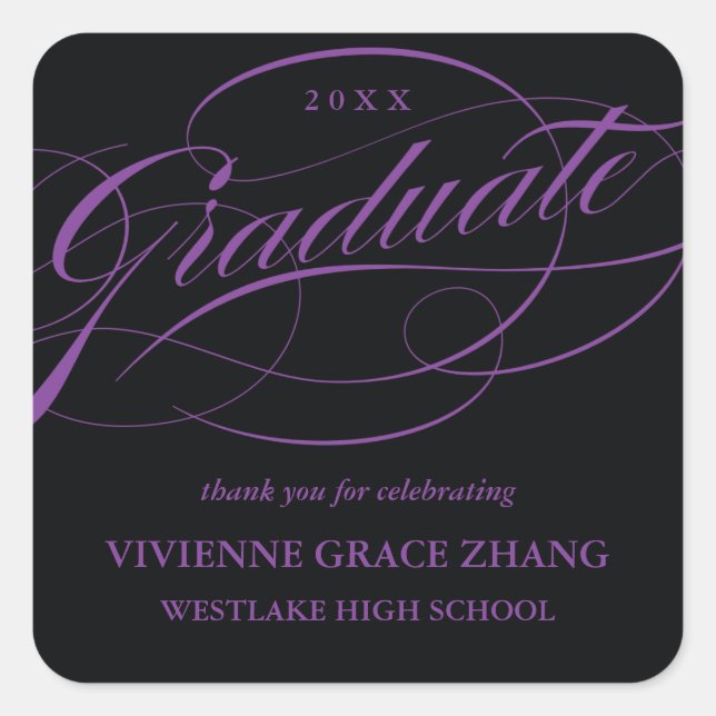 CUADRADA ELEGANTE GRADUADO DE SCRIPT GRACIAS PEGATINA (Anverso)