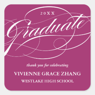 CUADRADA ELEGANTE GRADUADO DE SCRIPT GRACIAS PEGATINA