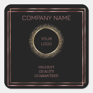 Cuadrada Elegante logo personalizado rosa dorado pegatina c