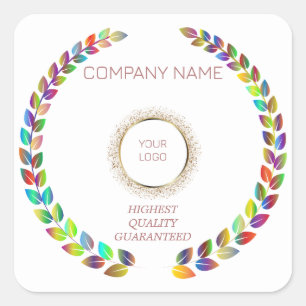 Cuadrada Elegante logo personalizado rosa dorado pegatina c