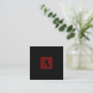 Cuadrada Elegante Monograma Tarjeta de visita Red Oscura