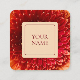 Cuadrada Elegante Naranja y tarjeta de visita floral crema