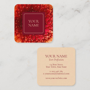 Cuadrada Elegante Naranja y tarjeta de visita floral crema