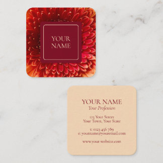 Cuadrada Elegante Naranja y tarjeta de visita floral crema