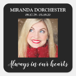 Cuadrada Elegante Pegatina cuadrado de funerales de foto ne