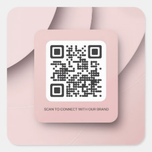 Cuadrada Elegante Pegatina de código QR rosa Rubor para emp