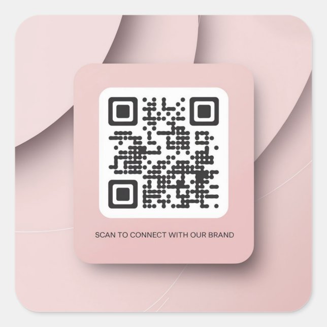 Cuadrada Elegante Pegatina de código QR rosa Rubor para emp (Anverso)