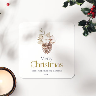 Cuadrada Elegante Pegatina de invierno - "Feliz Navidad"