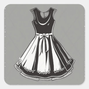 Cuadrada Elegante Pegatina de Vestido Negro