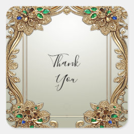Cuadrada Elegante Pegatina del Ornato de Oro