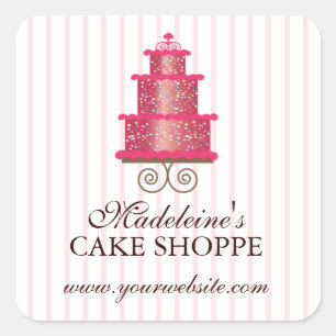 Cuadrada Elegante Personalizado de pasteles Pegatina de neg