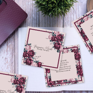 Cuadrada Elegante tarjeta de visita burdeos Rosa Square