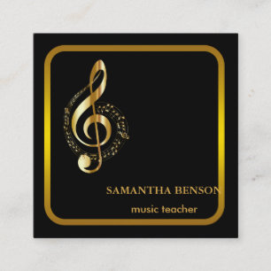 Cuadrada Elegante tarjeta de visita de músico con nota musi