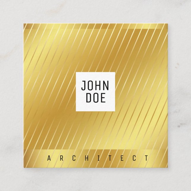 Cuadrada Elegante tarjeta de visita Gold Square (Anverso)