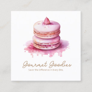 Cuadrada Elegante tarjeta de visita moderna Macaron Bakery