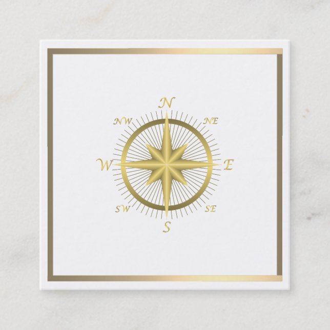 Cuadrada Elegante tarjeta de visita Nautical Compass (Anverso)