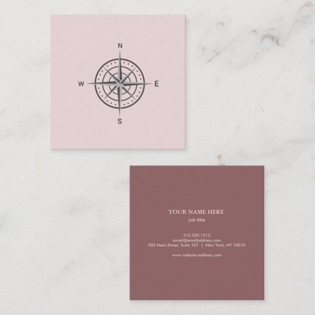 Cuadrada Elegante tarjeta de visita Nautical Compass (Anverso / Reverso)