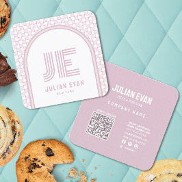 Cuadrada Elegante tarjeta de visita Retro Dusty Rosa Monogr