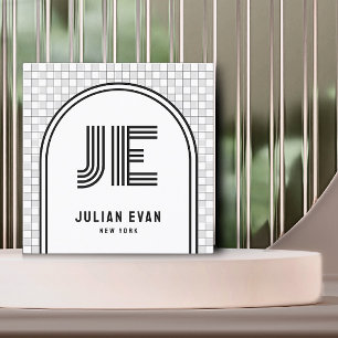 Cuadrada Elegante tarjeta de visita Retro White Monogram