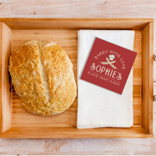 Cuadrada Elegante tarjeta de visita roja de Baker