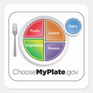 Cuadrada Elegir Pegatina de MyPlate - Blanco