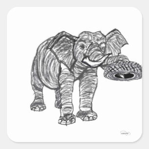 Cuadrada Elephant Pegatina