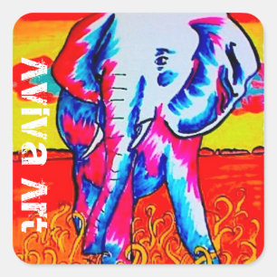 Cuadrada Elephant Pegatina