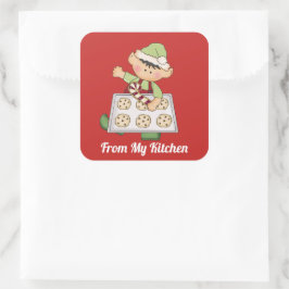 Cuadrada Elf navidades de mi pegatina de cocina