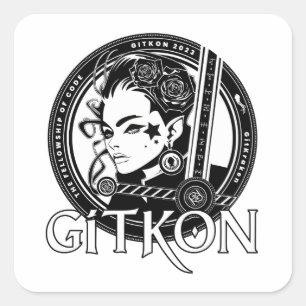 Cuadrada Elf Pegatina GitKon: La Comunidad del Código