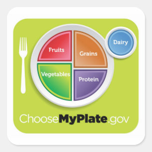 Cuadrada Elija al pegatina de MyPlate - verde