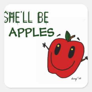 Cuadrada ELLA SERÁ Pegatina DE APPLES - Conjunto de 20