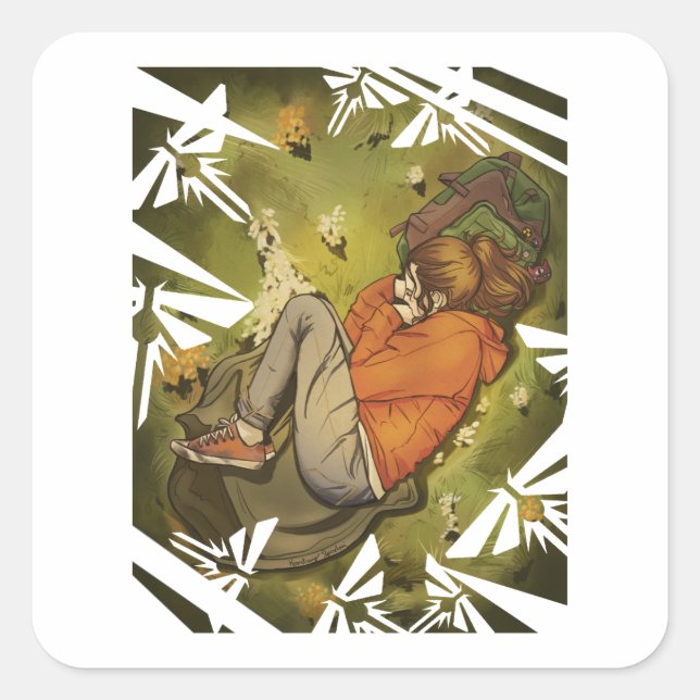 Cuadrada Ellie Pegatina (Anverso)