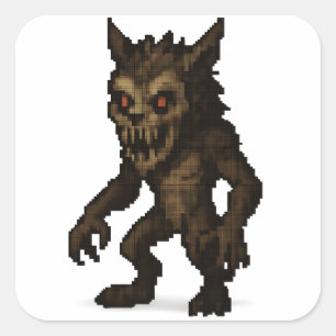 Cuadrada embrujado werewolf pegatina de arte de píxel monst