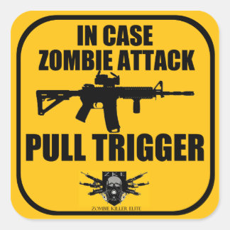 Cuadrada En Funda Zombie Ataque Tira del Pegatina
