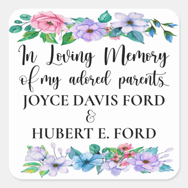 Cuadrada En Memoriam Pegatina (Anverso)