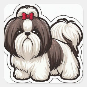 Cuadrada Encantador Pegatina Shih Tzu