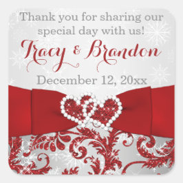 Cuadrada Envuelto en amor se une al corazón Boda Pegatina 3