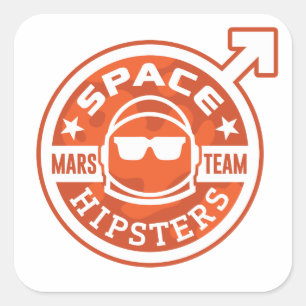 Cuadrada EQUIPO de Hipsters® MARTE del espacio 3" pegatina