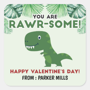 Cuadrada Eres algo raro - Pegatina de San Valentín de Dinos