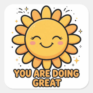 Cuadrada Eres Genial Pegatina de Positividad del Sol Adorab