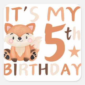 Cuadrada Es mi Pegatina de 5 años