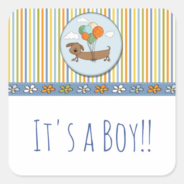 Cuadrada Es un Pegatina de perros de niños (Anverso)