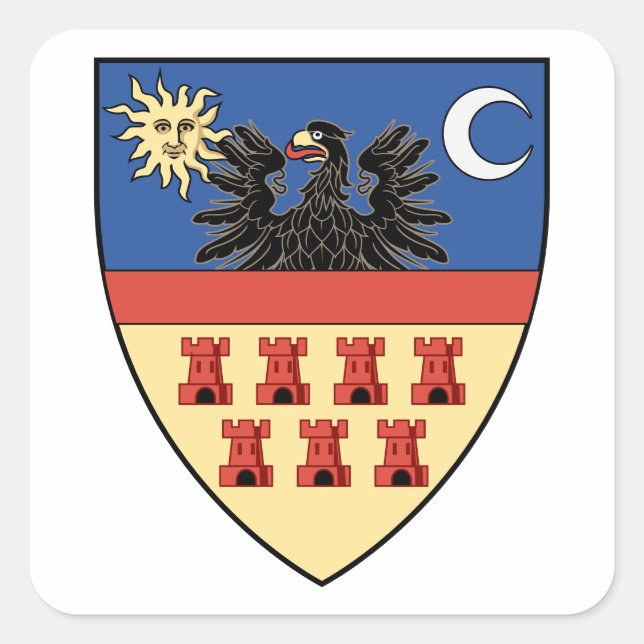 Cuadrada Escudo de armas de Transilvania pegatina (Anverso)