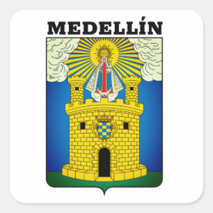 Cuadrada Escudo de Medellín, Pegatina de la Plaza de Colomb
