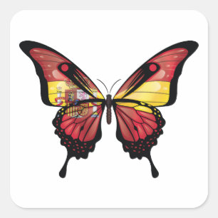Cuadrada España Pegatina de Bandera de Mariposa Espana Swal