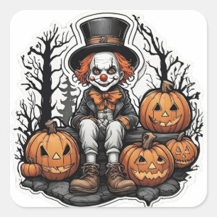 Cuadrada Espeluznante Pegatina de payasos de Halloween