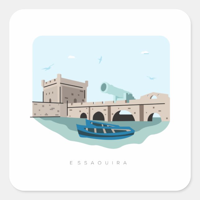 Cuadrada Essaouira morocco Pegatina de viajes - Marruecos v (Anverso)